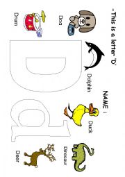 English Worksheet: Letter D