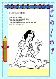 English Worksheet: Color snow white!