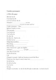 English Worksheet: Under pressure Queen song