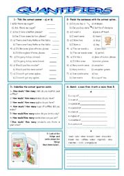 English Worksheet: quantifiers