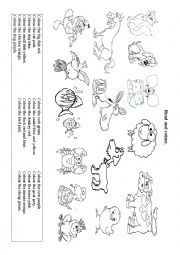 English Worksheet: Colour the animals