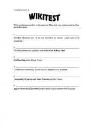 English Worksheet: WH- QUESTIONS GAME