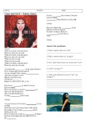 English Worksheet: Come and Get i - Selena Gomez SONG