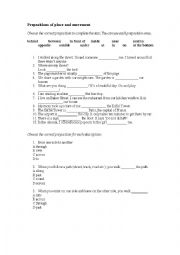English Worksheet: Prepositions of place and movement