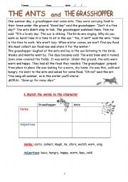 English Worksheet: The ants and the grasshopper