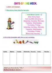 English Worksheet: DAYS OF THE WEEK