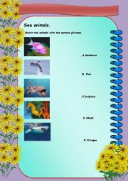 English Worksheet: sea animals