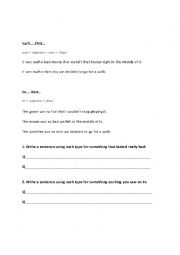 English Worksheet: Such that / So that