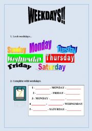 English Worksheet: Weekdays