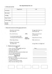 English Worksheet: The owl and the song thrush