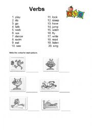 English Worksheet: Verbs