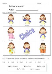 English Worksheet: Feelings Bingo (Girls version)