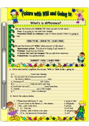 English Worksheet: WILL versus GOING TO