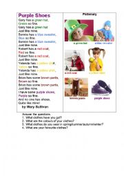 English Worksheet: COLOURS + CLOTHES for kids + a pictionary