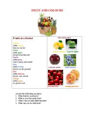 FRUIT IN A BASKET (a poem+ a pictionary + questions) for kids