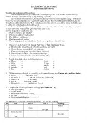 English Worksheet: exam for 8th grade