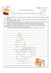 English Worksheet: the birthday party