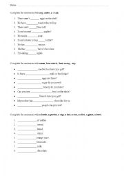 Countable and uncoutable nouns, test