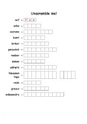 English Worksheet: Unscramble Grassland Animals