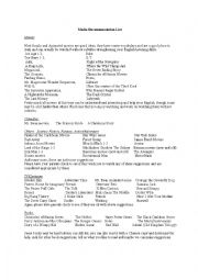 English Worksheet: Suggested English Media List 