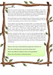 English Worksheet: Medieval life