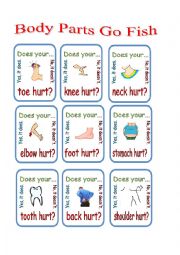 English Worksheet: Body Parts Go Fish