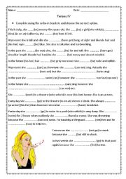 English Worksheet: Tenses, simple present, past and future