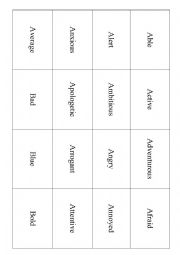 English Worksheet: Character Traits Cards