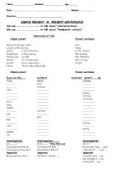 English Worksheet: Simple present vs present continuous