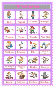 English Worksheet: Toys Pictionary