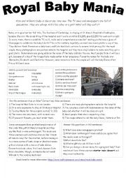 English Worksheet: Waiting for the Royal baby!