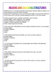 English Worksheet: Reading and changing structures