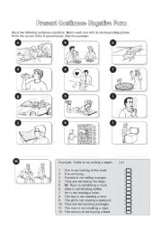 English Worksheet: Present Continuous- Negative Form