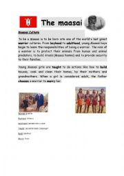English Worksheet: tribes: Masais