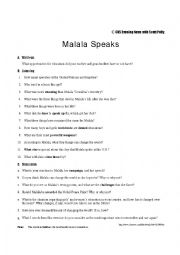 English Worksheet: Young Pakistani Hero Malala