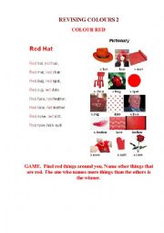 English Worksheet: REVISING COLOURS (2 of 4 - RED)
