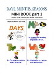 English Worksheet: Mini-book part 1 : DAYS + exercises