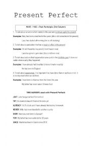 English Worksheet: Present Perfect Theory