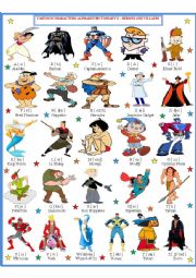 English Worksheet: Cartoon Character Pictionary 1 - Heroes 