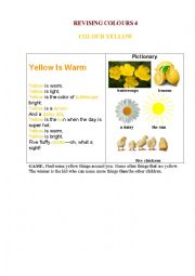 English Worksheet: REVISING COLOURS (4 of 4 Colour Yellow)