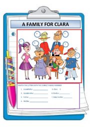 English Worksheet: A FAMILY FOR CLARA