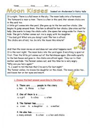 English Worksheet: Moon kisses- story