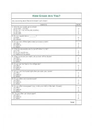 English Worksheet: How Green Are You?