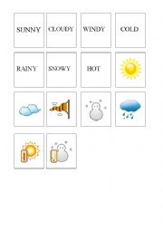 English Worksheet: The weather Memo Game