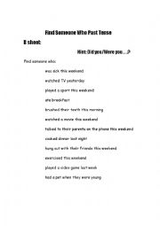 English Worksheet: Past find someone who