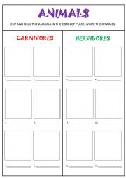 English Worksheet: Animals classify by type of nutrition