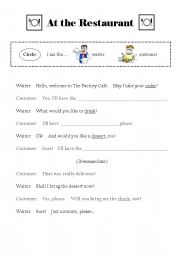 English Worksheet: At the Restaurant - Modals