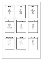 English Worksheet: Taboo cards