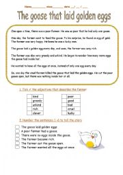 English Worksheet: The goose that laid golden eggs