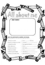 English Worksheet: about me